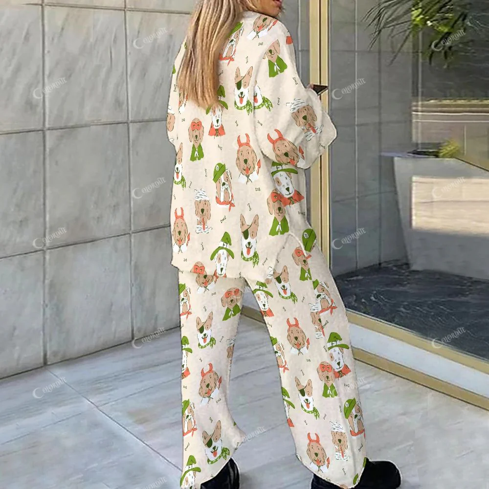 Colordate Dog Print Loungewear Set For Women - Image 2