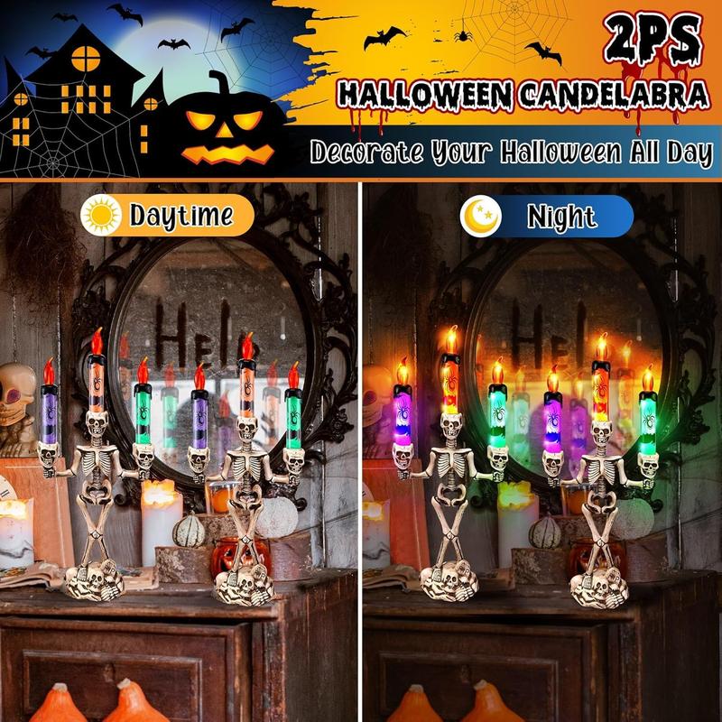 đđSkull Candlestick Lights â Battery-Powered Flameless LEDs to Light Up Your Halloween Party and Haunted House Decorations đŻď¸ - Image 5