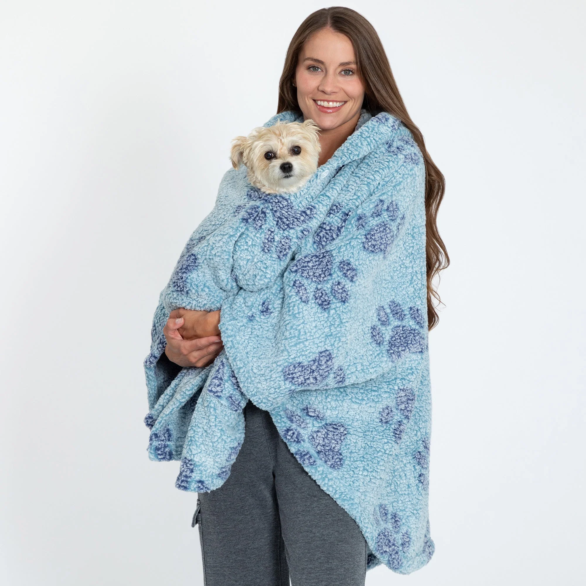 Cozy in Paws Plush Sherpa Fleece Hooded Cape with Pockets - Image 21