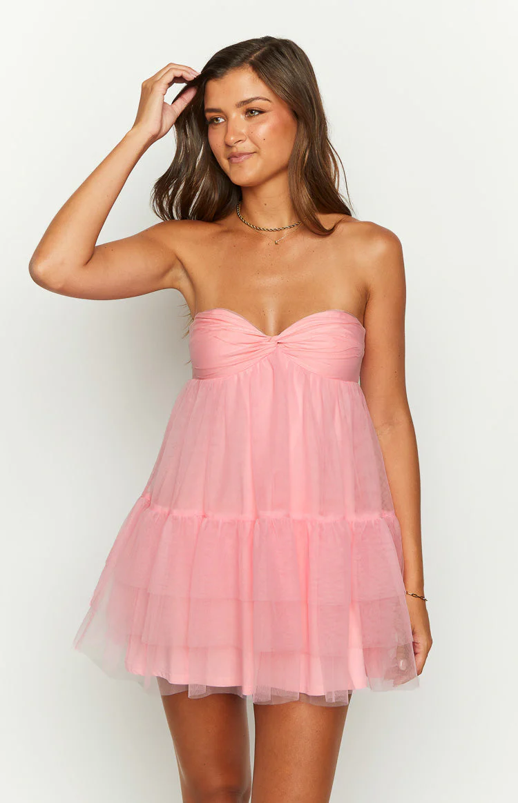 Amba Pink Strapless Mini Dress - Image 3