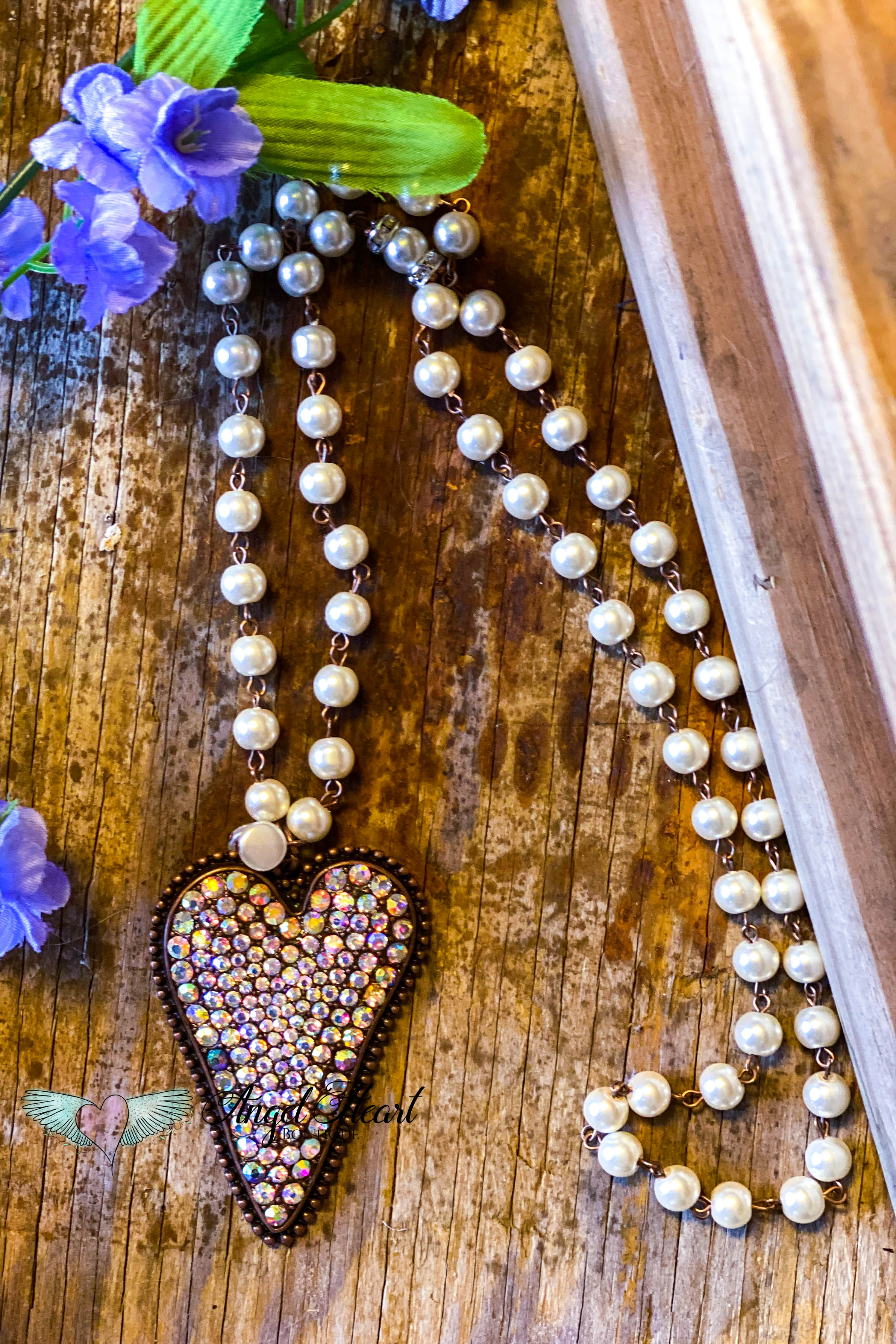 Angel Of Music Necklace - Pearl & Rhinestones - Image 3