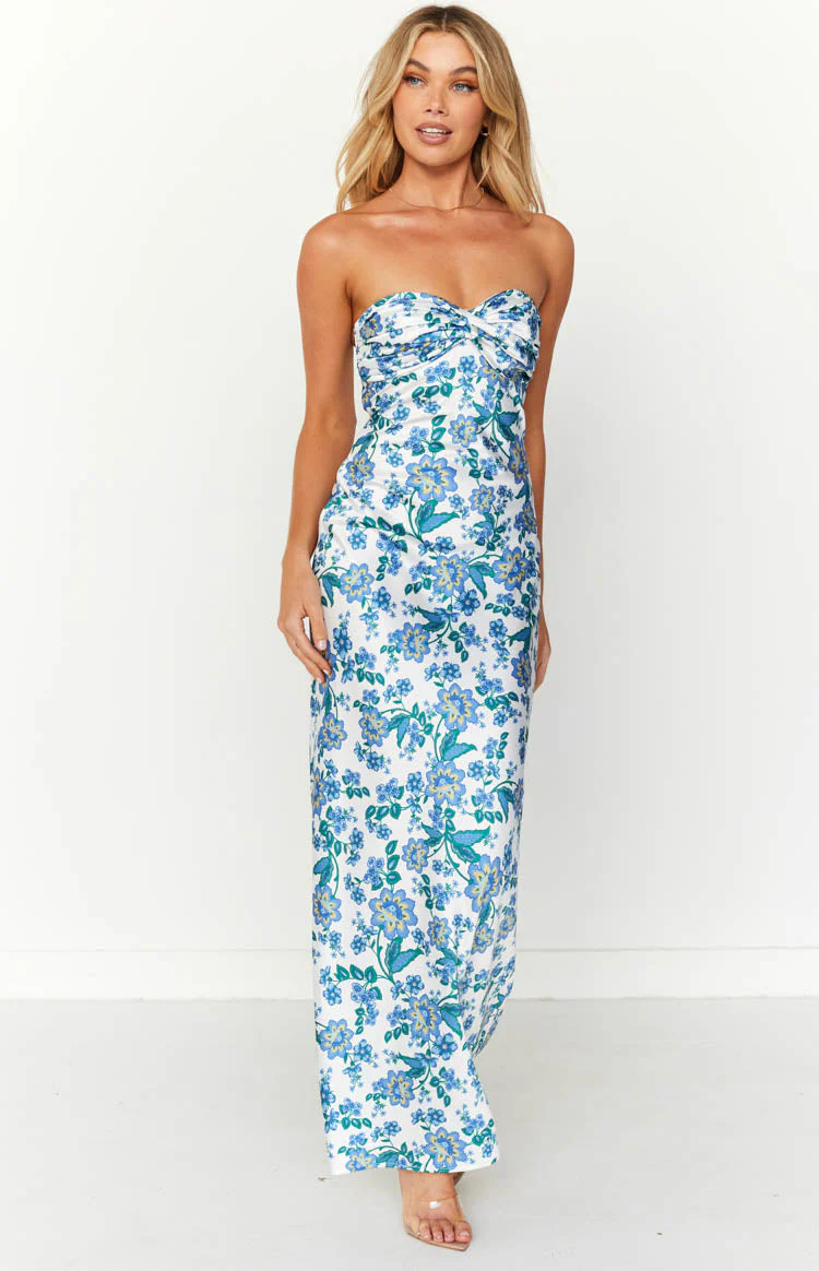 Ashley Blue Floral Formal Maxi Dress - Image 2