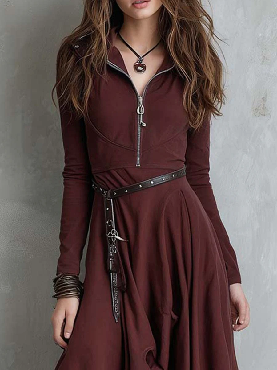 Asymmetric Zip-Front Maxi Dress - Image 2