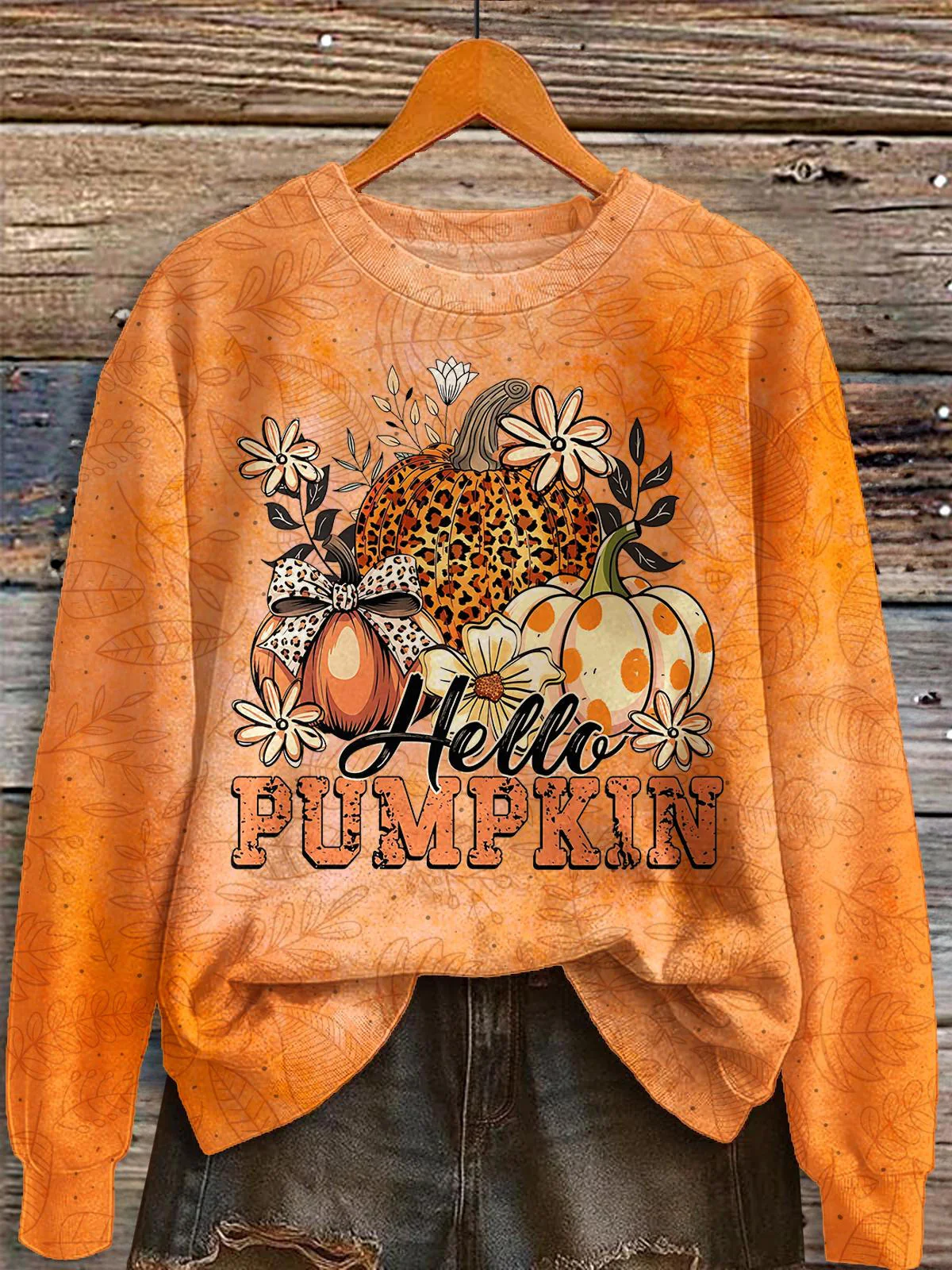 Autumn Pumpkin Print Long Sleeve Casual Top