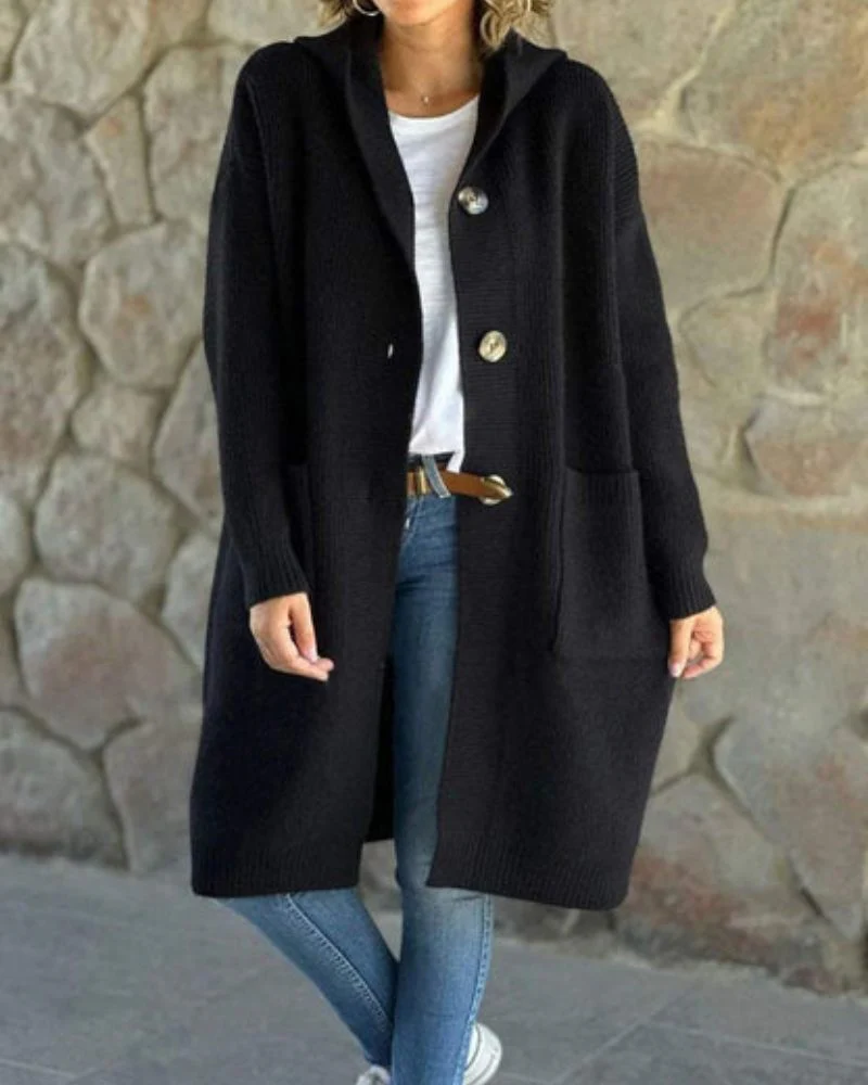 AVERY - KNITTED HOODED LONG COAT - Image 6