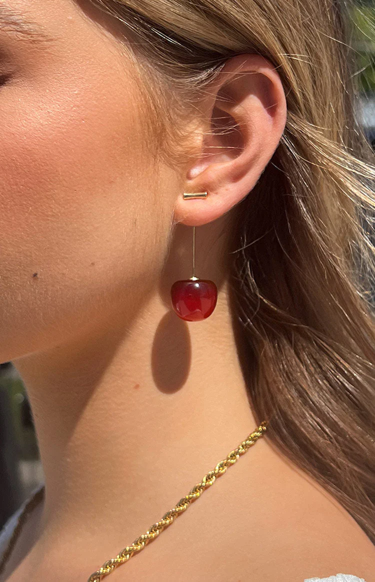 Azure Red Cherry Earrings - Image 2