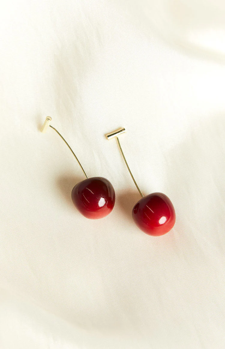 Azure Red Cherry Earrings - Image 3