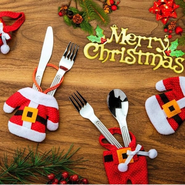 6 Pieces Christmas Silverware Holders Knife Fork Pouch Bag - Image 3