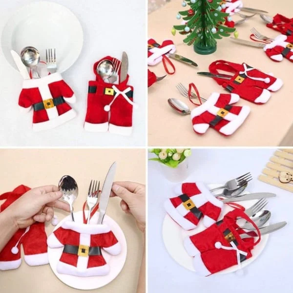 6 Pieces Christmas Silverware Holders Knife Fork Pouch Bag - Image 5