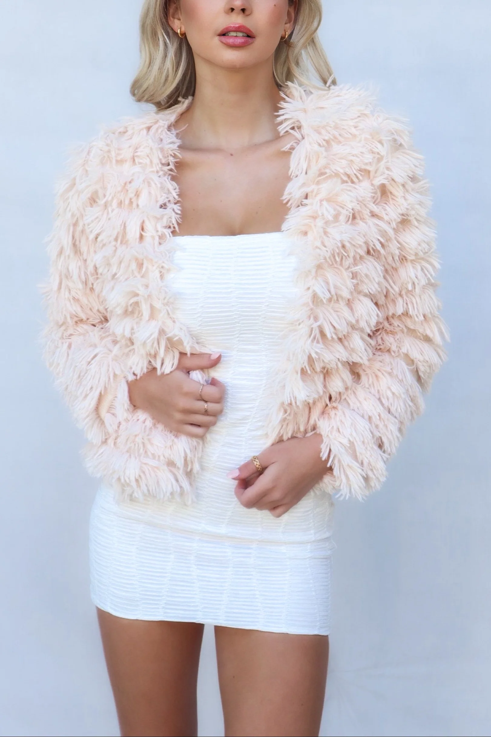 Bambi Faux Fur Jacket - Blush Pink - Image 4