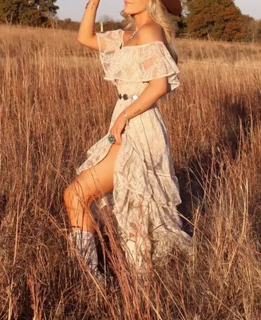 Boho Western Lace Irregular Dress - Image 2