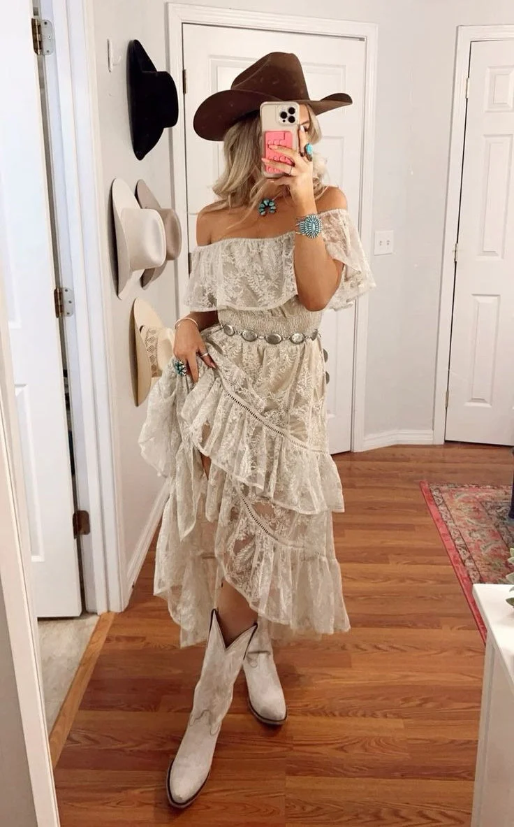 Boho Western Lace Irregular Dress - Image 3