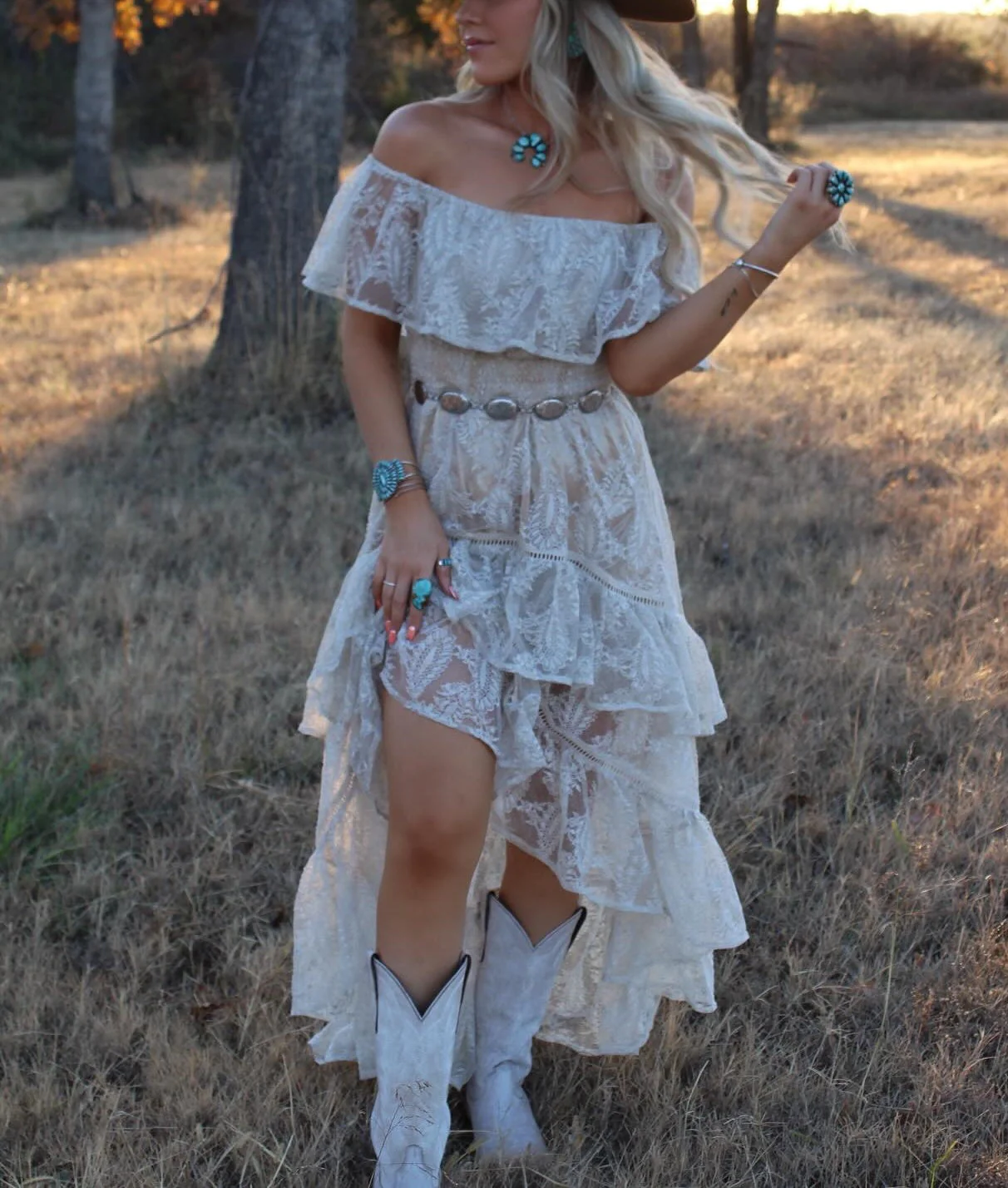Boho Western Lace Irregular Dress - Image 4