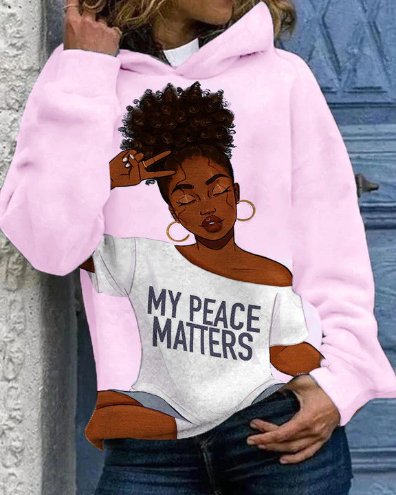 Black Girl My Peace Matters Unisex Hoodie - Image 4