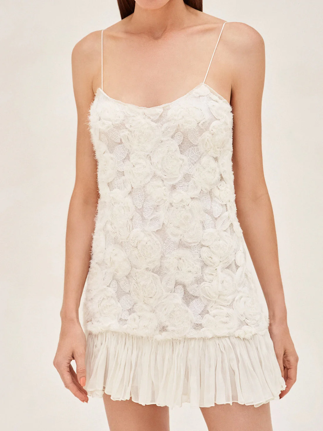 Blanc Rosette-Detailed Georgette Mini Dress - Image 4