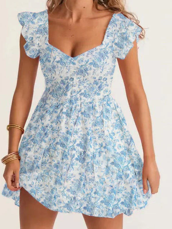 Blue pleated mini dress - Image 2