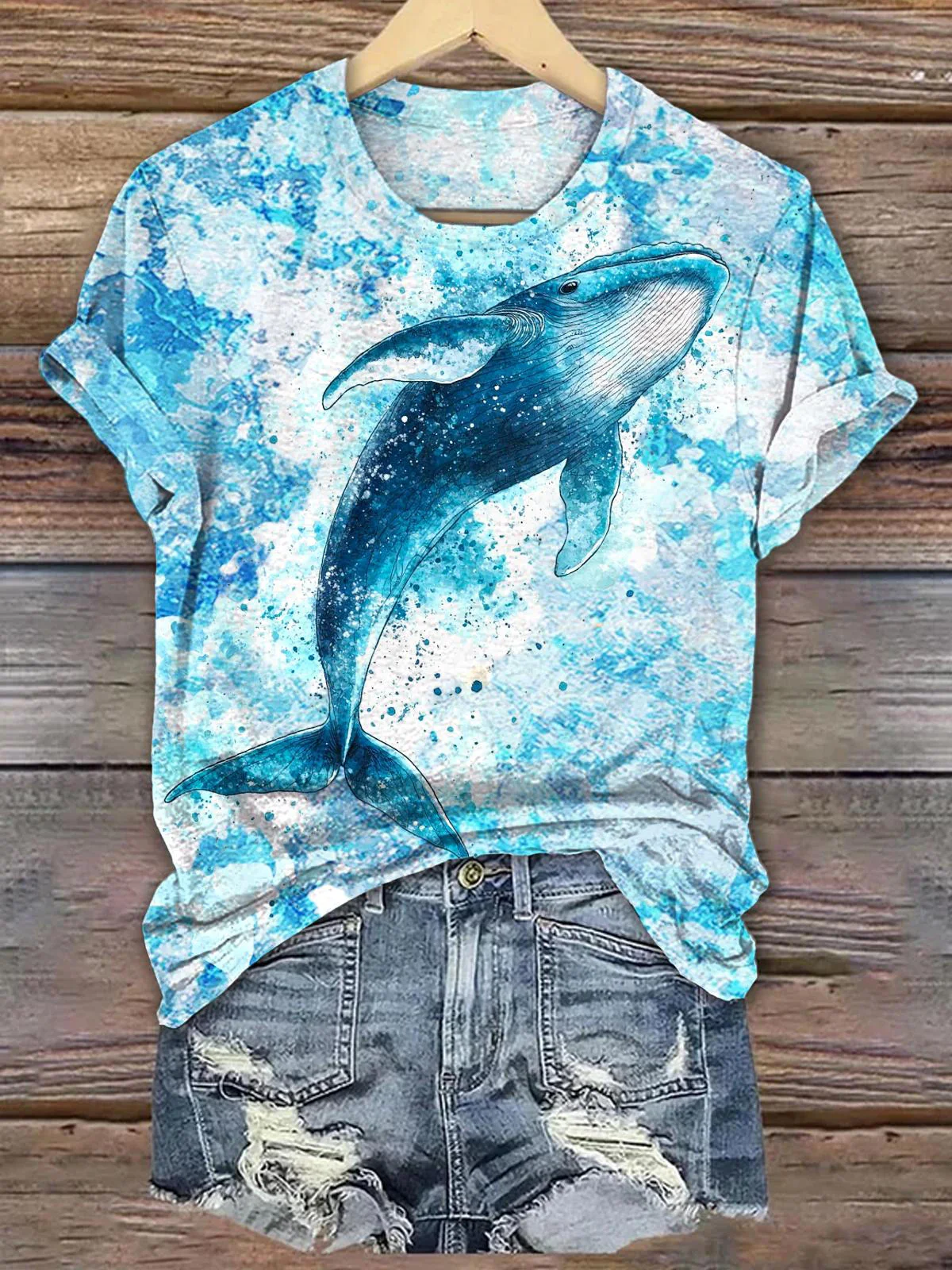 Blue Whale Crew Neck T-shirt