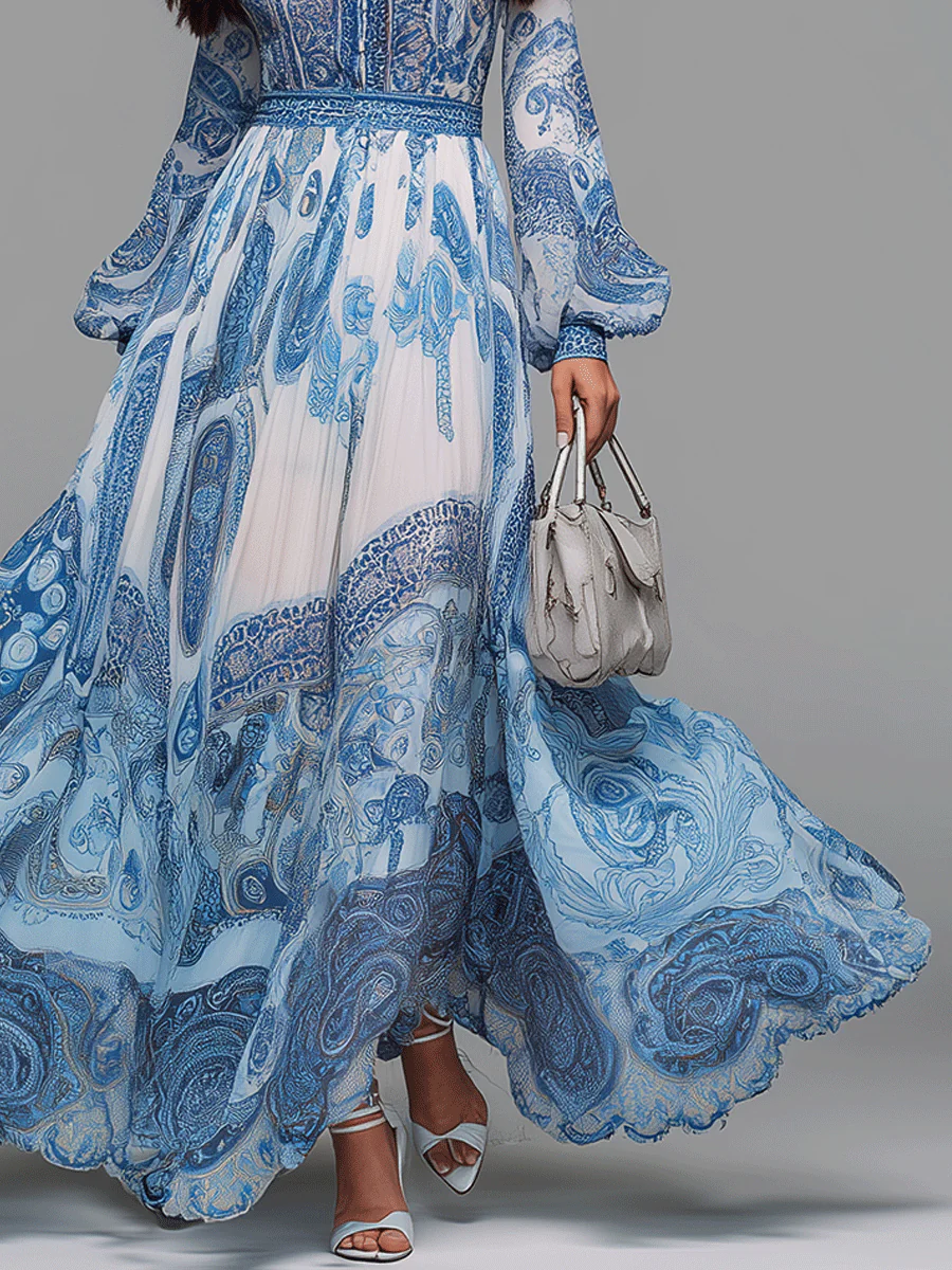Bohemian Elegant Paisley Print Maxi Dress - Image 2