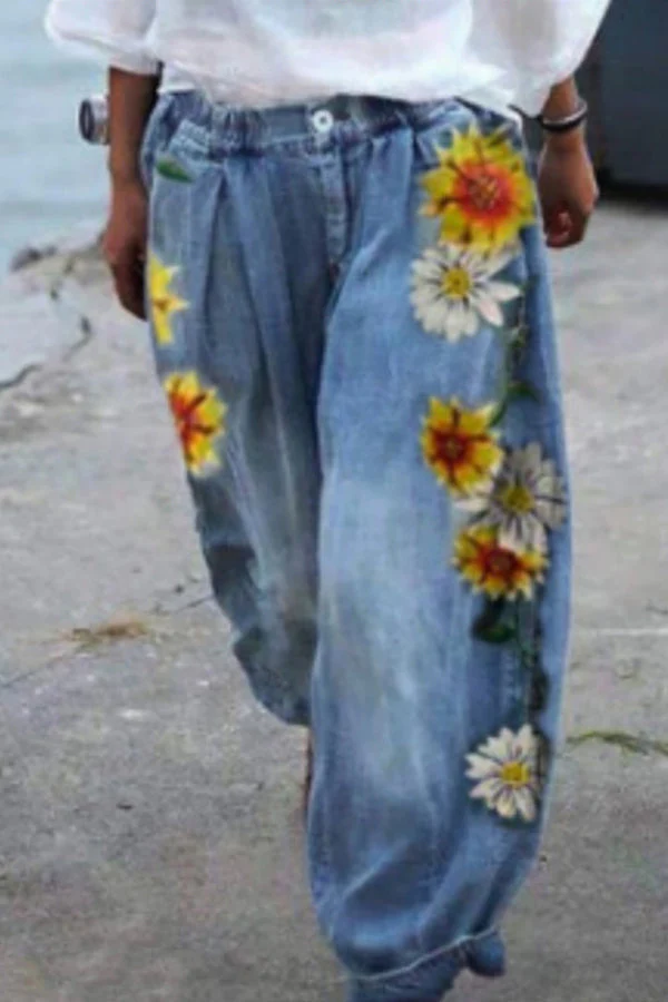 Bohemian Floral Printed Oversized Harem Pants - Image 7