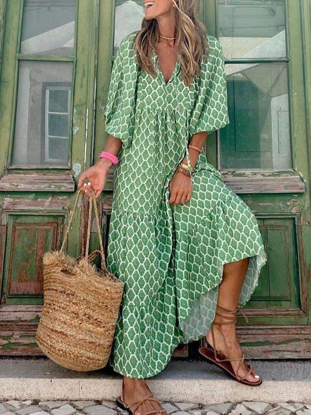 Bohemian Printed Maxi Dress - Image 8