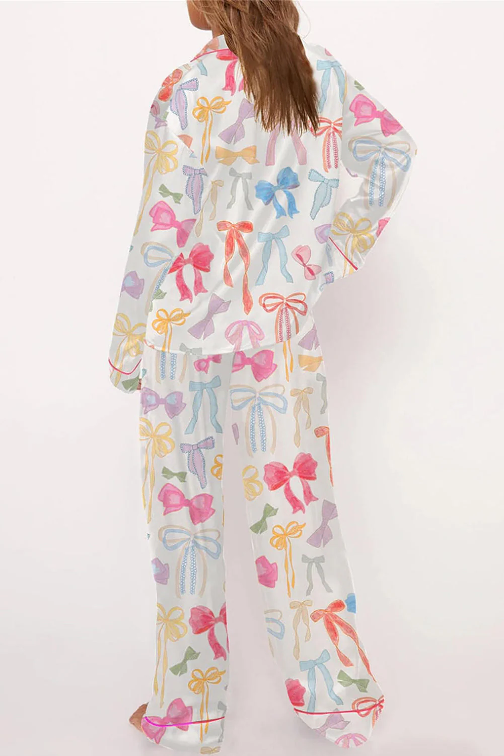 Bow Long Sleeve and Pants Pajama Set - Image 5