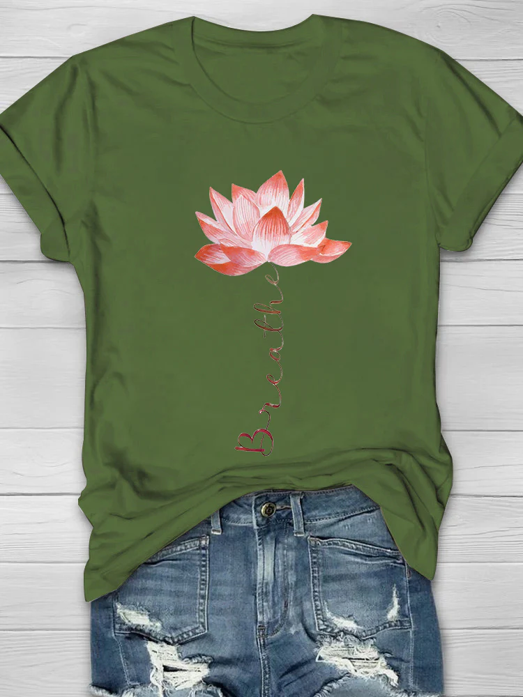 Breathe Lotus Print Women's T-shirt - Image 4