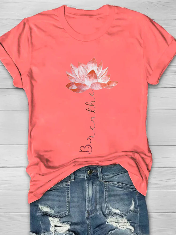 Breathe Lotus Print Women's T-shirt - Image 6