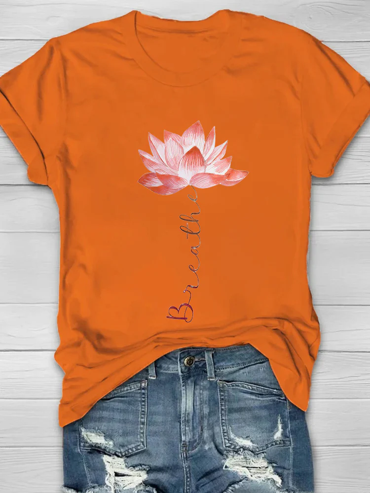 Breathe Lotus Print Women's T-shirt - Image 7