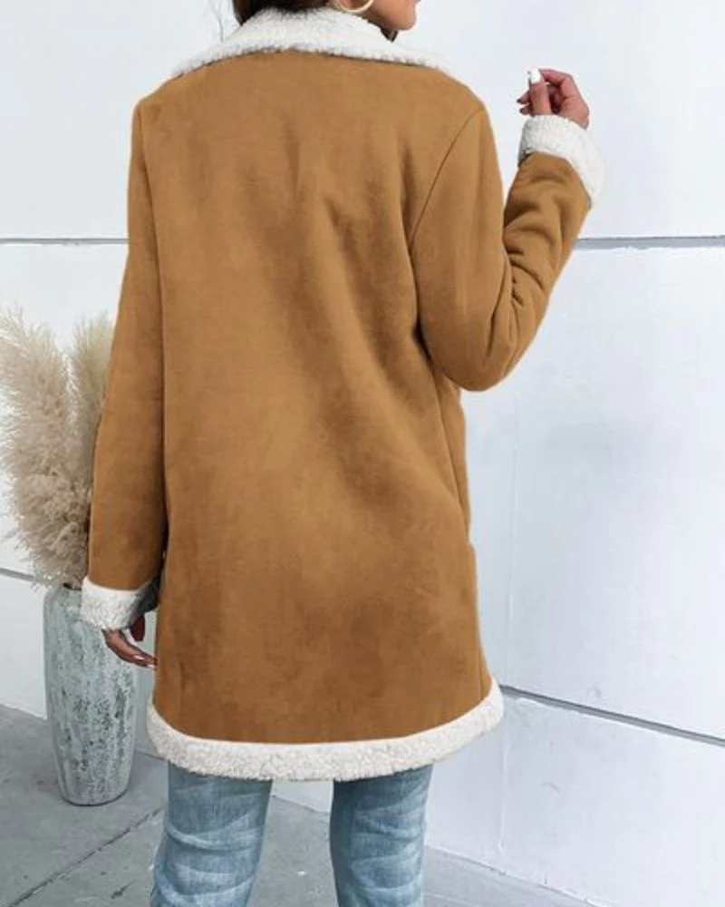 BRILEY - Button Up Lapel Collar Long Sleeve Coat - Image 2