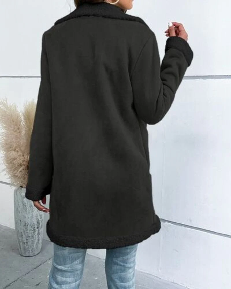 BRILEY - Button Up Lapel Collar Long Sleeve Coat - Image 4