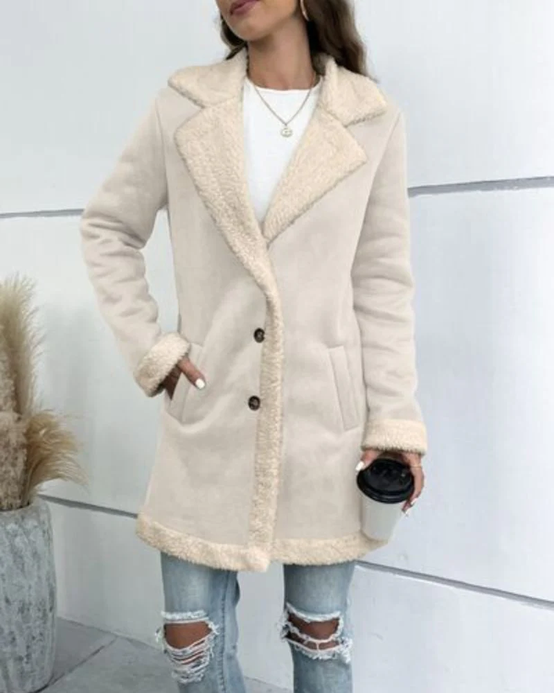 BRILEY - Button Up Lapel Collar Long Sleeve Coat - Image 7