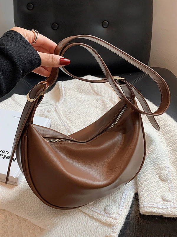 Buckle Geometric Solid Color Zipper Crossbody Bags - Image 10