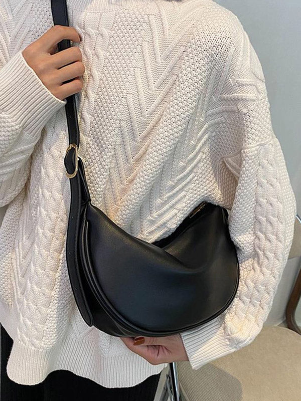 Buckle Geometric Solid Color Zipper Crossbody Bags - Image 2