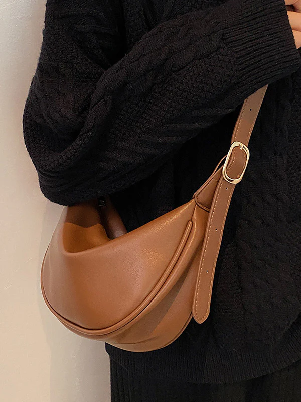 Buckle Geometric Solid Color Zipper Crossbody Bags - Image 3