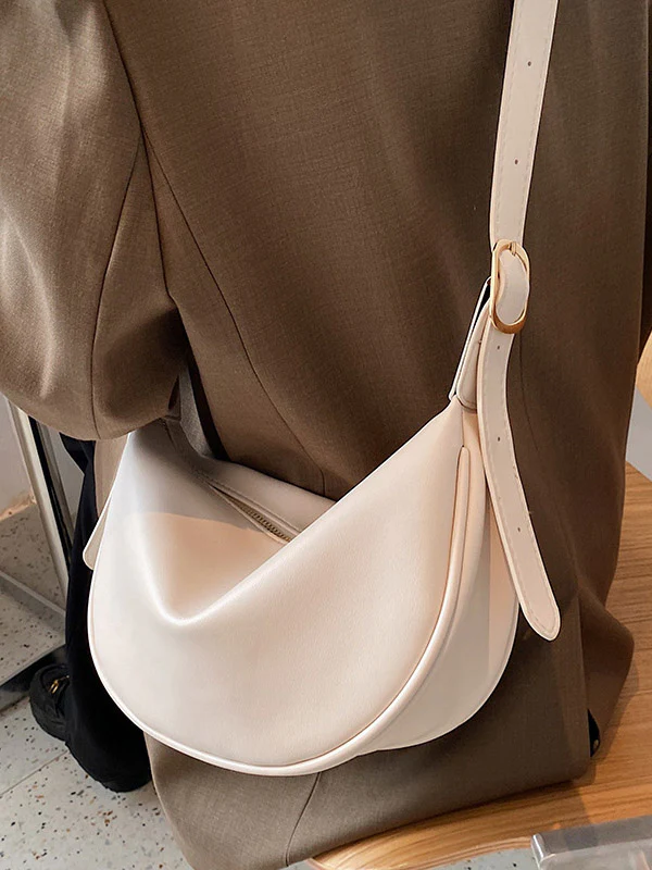 Buckle Geometric Solid Color Zipper Crossbody Bags - Image 4