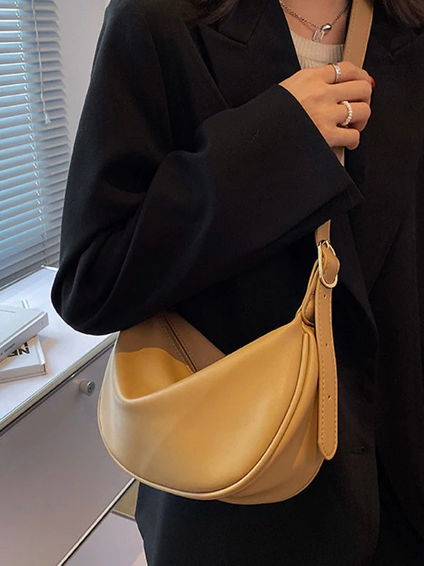 Buckle Geometric Solid Color Zipper Crossbody Bags - Image 5