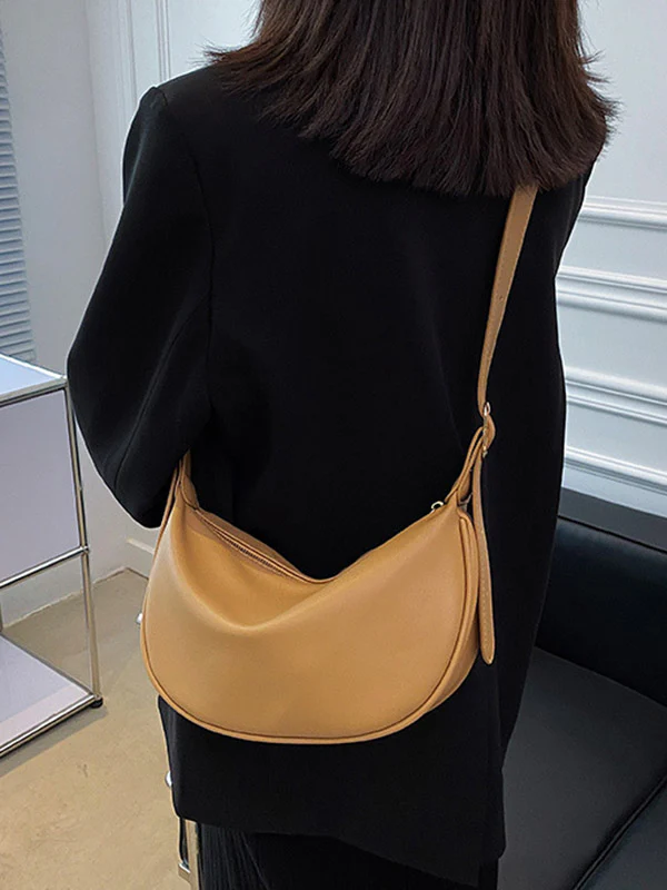 Buckle Geometric Solid Color Zipper Crossbody Bags - Image 6