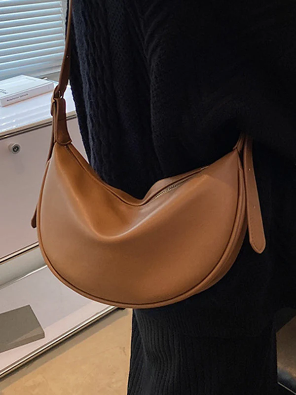 Buckle Geometric Solid Color Zipper Crossbody Bags - Image 8