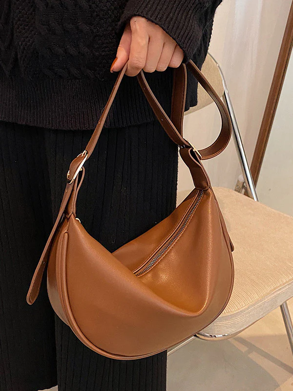Buckle Geometric Solid Color Zipper Crossbody Bags - Image 9