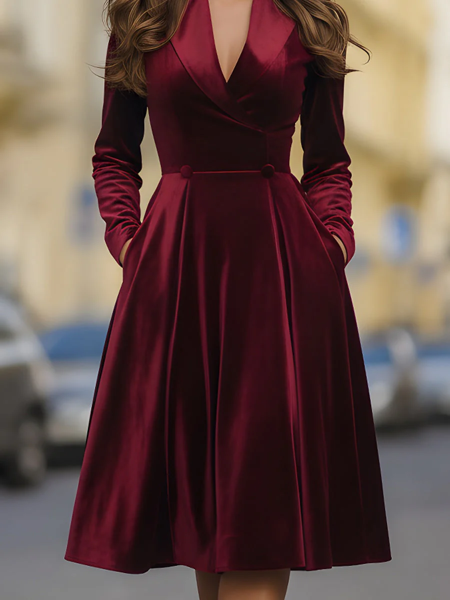 Burgundy Velvet Blazer Midi Dress - Image 4
