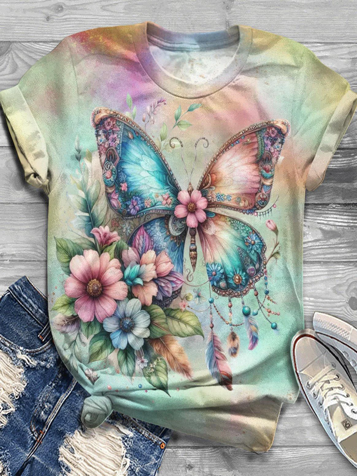 Butterfly Crew Neck T-shirt