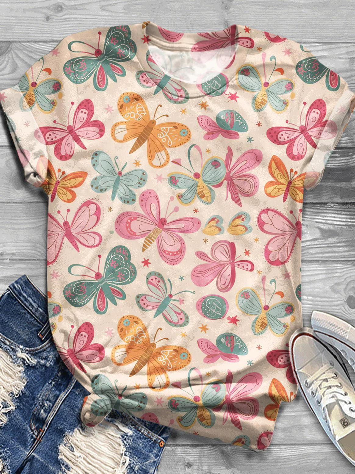 Butterfly Crew Neck T-shirt