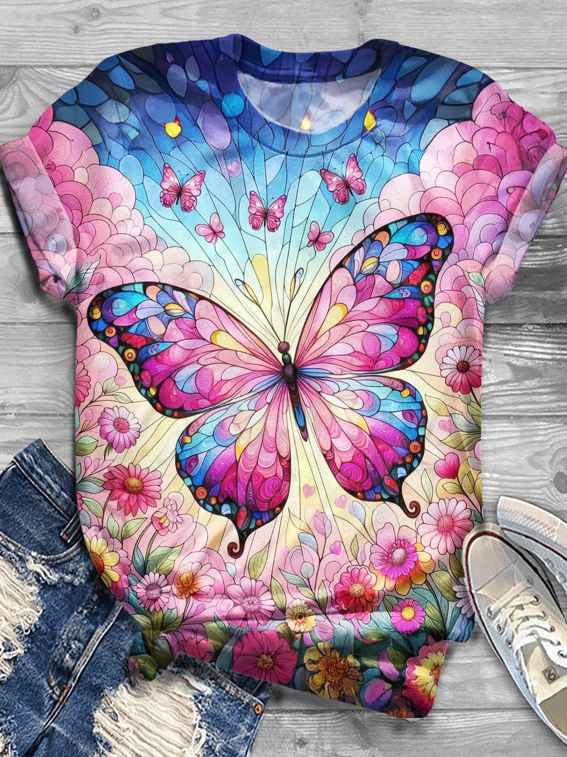 Butterfly Crew Neck T-shirt