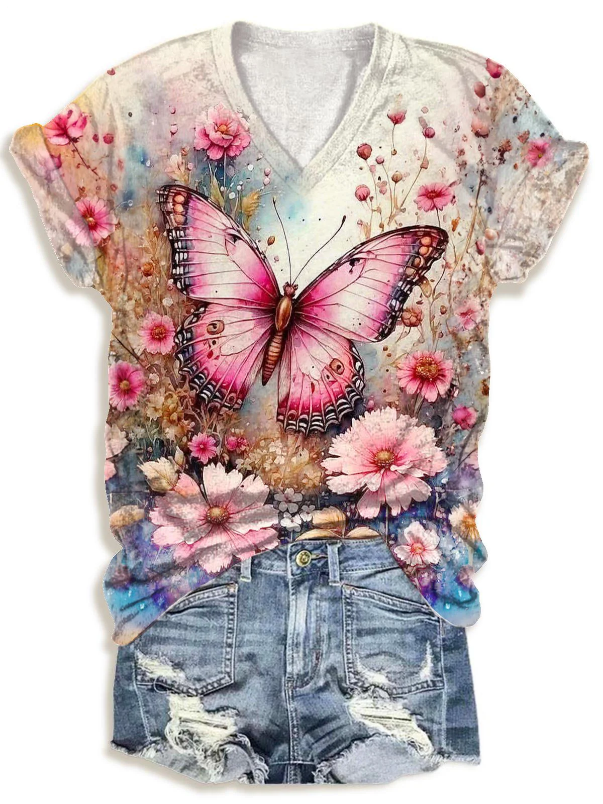 Butterfly V-neck T-Shirt