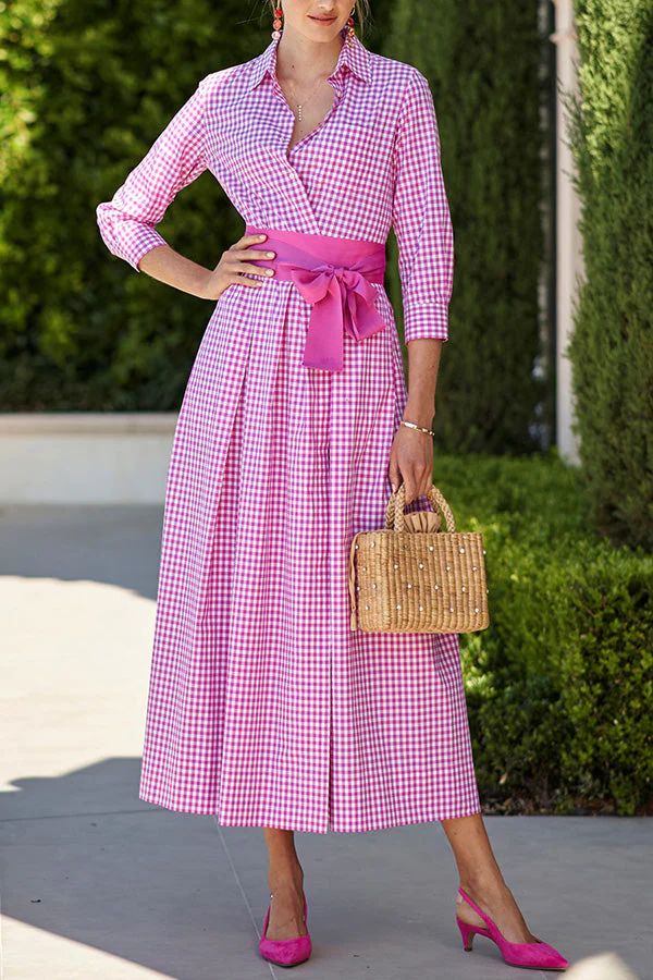 Rose Check Shirt Dress - Image 2