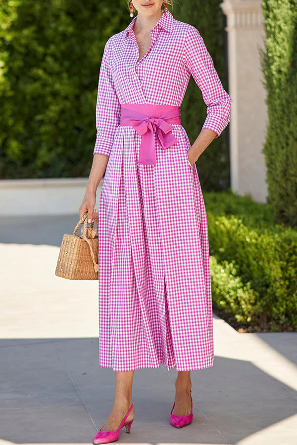 Rose Check Shirt Dress - Image 3