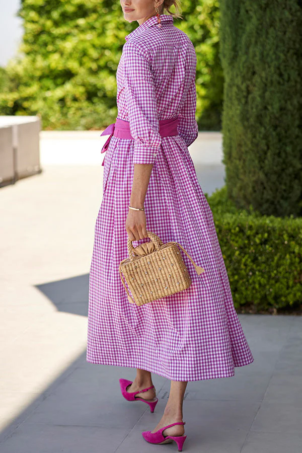 Rose Check Shirt Dress - Image 4