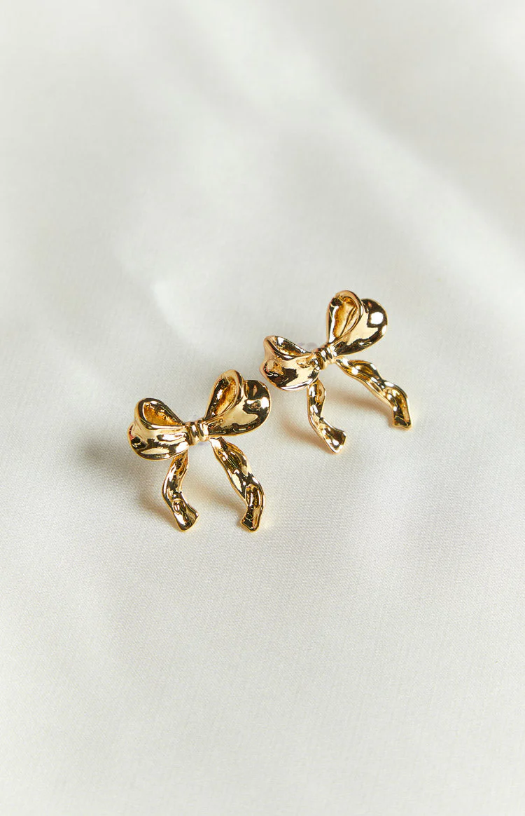 Calista Gold Bow Earrings - Image 3