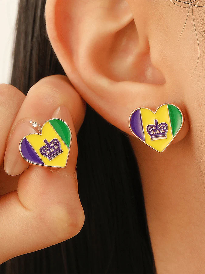 Carnival Three-Color Clown Hat Crown Stud Earrings - Image 2