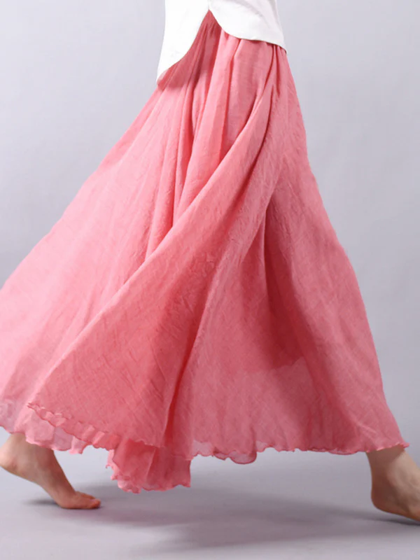 Casual A-Line Elastic Waist Solid Color Skirts - Image 8